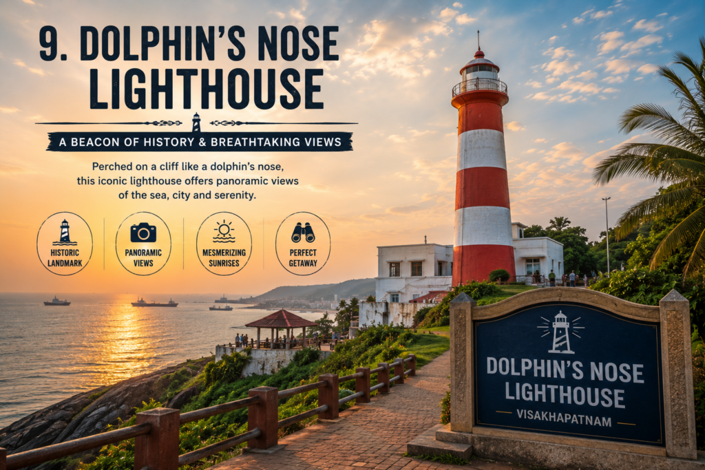 Dolphin's Nose Lighthouse in Visakhapatnam offering panoramic views of the Bay of Bengal